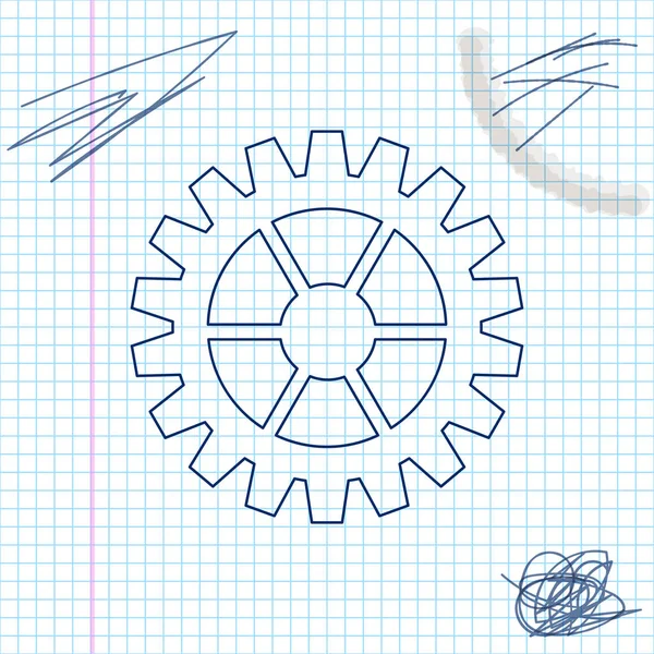 Tandwiel lijn schets pictogram geïsoleerd op witte achtergrond. Tandwiel versnelling instellingen ondertekenen. Tandwielsymbool. Vector illustratie — Stockvector