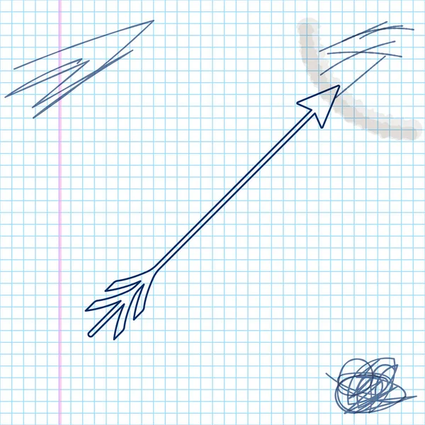 Icona dello schizzo della linea di freccia hipster isolata su sfondo bianco. Illustrazione vettoriale — Vettoriale Stock