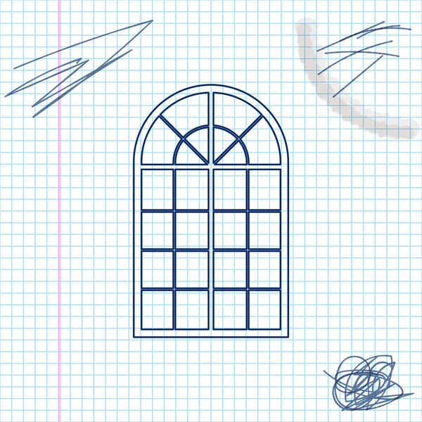 Välvda fönster linje skiss ikon isolerad på vit bakgrund. Vektor illustration — Stock vektor
