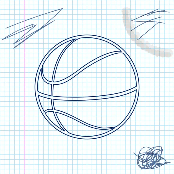 Ícone de esboço de linha de bola de basquete isolado no fundo branco. Símbolo desportivo. Ilustração vetorial — Vetor de Stock