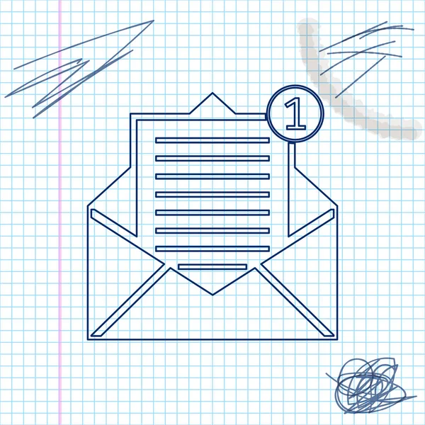 Concepto de mensaje recibido. Icono del boceto de la línea del sobre aislado sobre fondo blanco. Nuevo, mensaje entrante de correo electrónico, sms. Servicio de entrega de correo. Ilustración vectorial — Archivo Imágenes Vectoriales