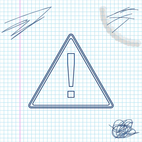 Beyaz arka planda yalıtılmış üçgen çizgi çizim simgesinde ünlem işareti. Tehlike uyarı işareti, dikkatli, dikkat, tehlike uyarısı önemli bilgi işareti. Vektör İllüstrasyonu — Stok Vektör