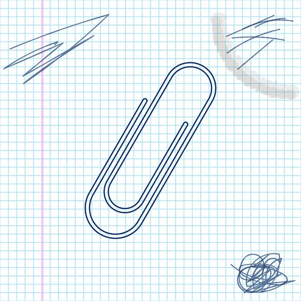Paperclip lijn schets pictogram geïsoleerd op witte achtergrond. Vector illustratie — Stockvector