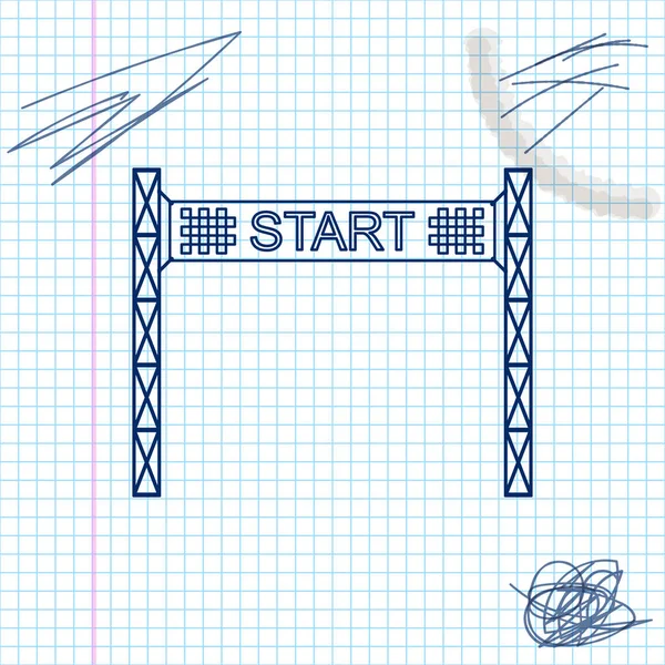 Starting line line sketch icon isolated on white background. Start symbol. Vector Illustration