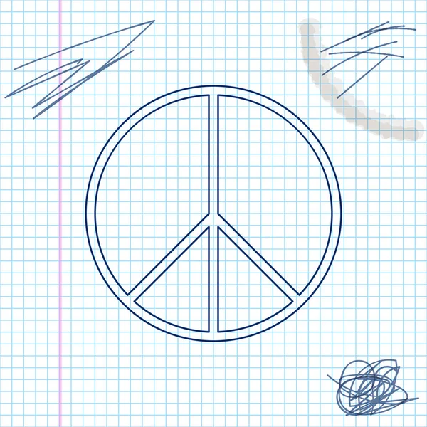 Peace sign line sketch icon isolated on white background. Hippie symbol of peace. Vector Illustration — Stock Vector