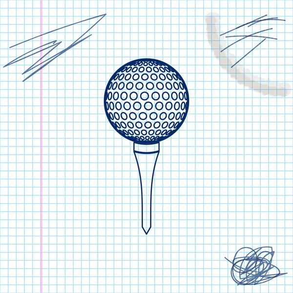 Golfboll på tee line skiss ikonen isolerad på vit bakgrund. Vektor illustration — Stock vektor