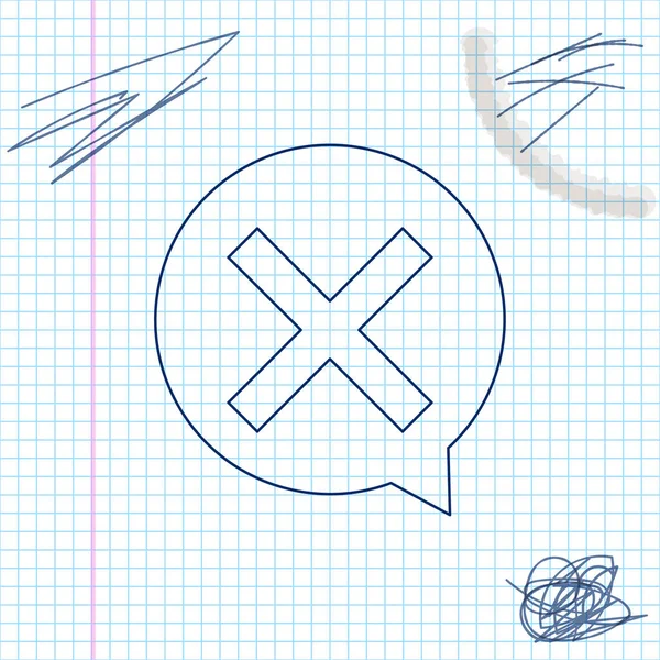 X Mark, Cross in circle line sketch icon salated on white foundation. Отметьте крестиком значок. Векторная миграция — стоковый вектор