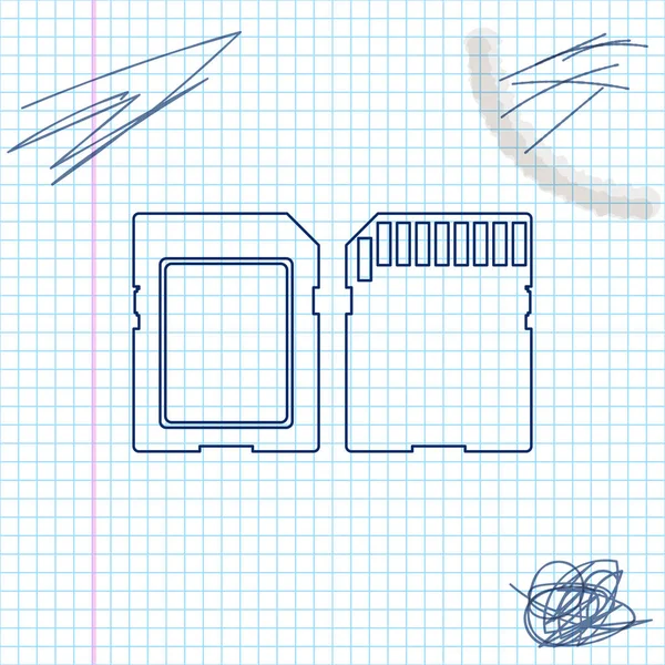 SD-kaart lijn schets pictogram geïsoleerd op witte achtergrond. Geheugenkaart. Adapter pictogram. Vector illustratie — Stockvector