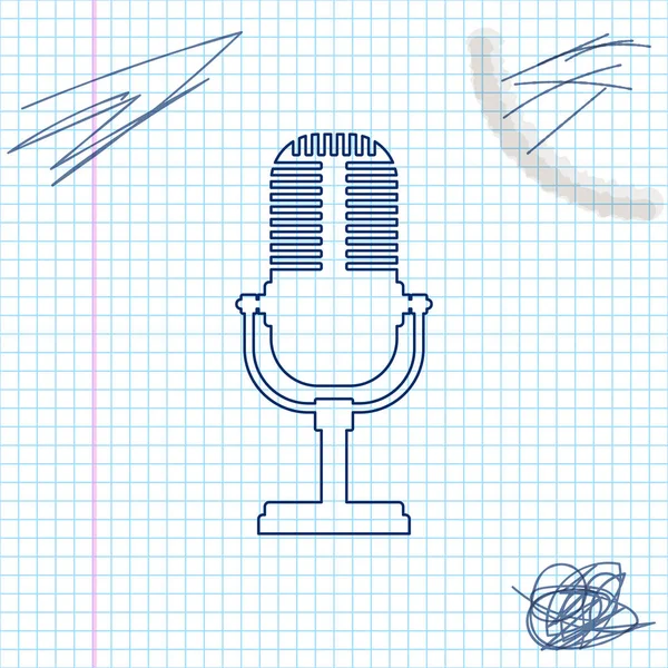 Microphone line sketch icon isolated on white background. On air radio mic microphone. Speaker sign. Vector Illustration — Stock Vector