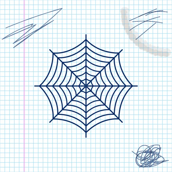 Spider web line ícone esboço isolado no fundo branco. Assinatura Cobweb. Ilustração vetorial — Vetor de Stock