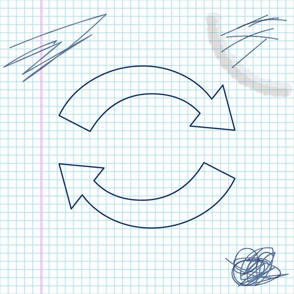 Ανανέωση εικονίδιο σκίτσο γραμμή απομονωθεί σε λευκό φόντο. Σύμβολο επαναφόρτωσης. Περιστροφή βέλη σε ένα κυκλικό σημάδι. Απεικόνιση διανυσματικών φορέων — Διανυσματικό Αρχείο