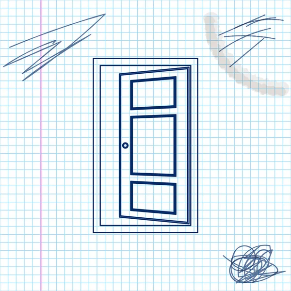 Portes ouvertes ligne croquis icône isolée sur fond blanc. Illustration vectorielle — Image vectorielle