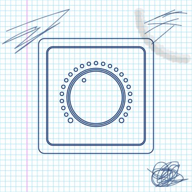Beyaz arka planda izole elektrik ışık anahtarı çizgi kroki simgesi. Açık ve kapalı simgesi. Dimmer ışık anahtarı işareti. Enerji tasarrufu kavramı. Vektör Illustration