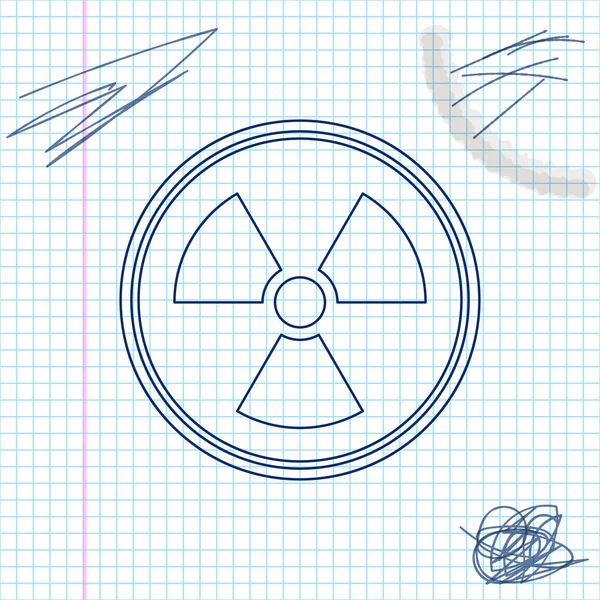 Promieniotwórczy ikona szkicu linii na białym tle. Radioaktywny symbol toksyczny. Znak zagrożenia promieniowaniem. Ilustracja wektorowa — Wektor stockowy