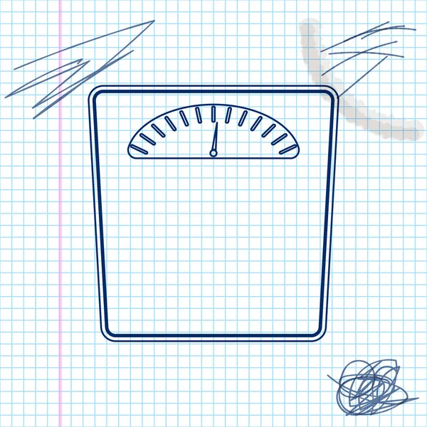 Balance salle de bains ligne croquis icône isolée sur fond blanc. Appareils de mesure du poids. Échelle de poids fitness sport concept. Illustration vectorielle — Image vectorielle