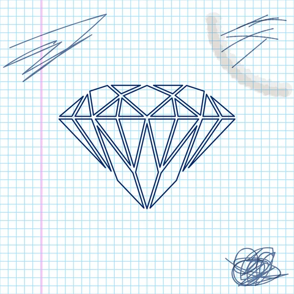 Ícone de esboço de linha de diamante isolado no fundo branco. Símbolo de jóias. Pedra preciosa. Ilustração vetorial —  Vetores de Stock