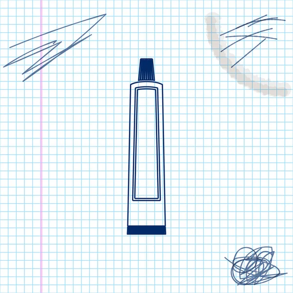 Tubo de ícone de esboço de linha de pasta de dentes isolado no fundo branco. Ilustração vetorial — Vetor de Stock