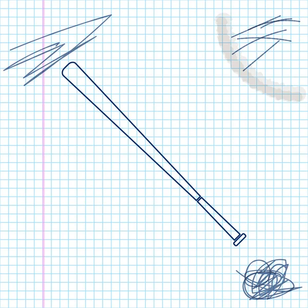 Baseball bat linje skiss ikon isolerad på vit bakgrund. Vektor illustration — Stock vektor