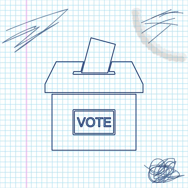 Caixa de voto ou urna com ícone de esboço de linha de envelope isolado no fundo branco. Ilustração vetorial —  Vetores de Stock