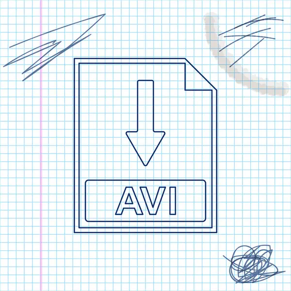 Icono de documento de archivo AVI. Descargar icono de boceto de línea de botón AVI aislado sobre fondo blanco. Ilustración vectorial — Archivo Imágenes Vectoriales