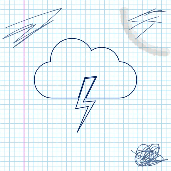 Иконка эскиза линии шторма выделена на белом фоне. Знак облака и молнии. Метеосимвол шторма. Векторная миграция — стоковый вектор
