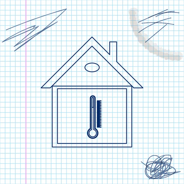 House temperature line sketch icon isolated on white background. Thermometer icon. Vector Illustration — Stock Vector