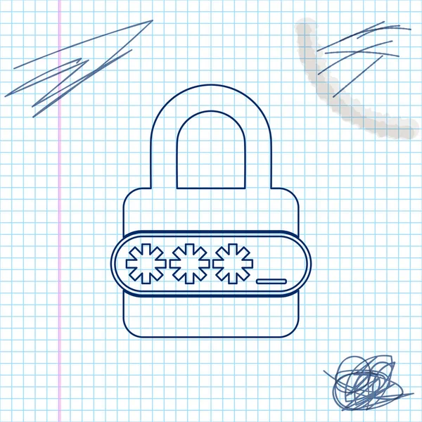 Password protection and safety access line sketch icon isolated on white background. Lock icon. Security, safety, protection, privacy concept. Vector Illustration — Stock Vector