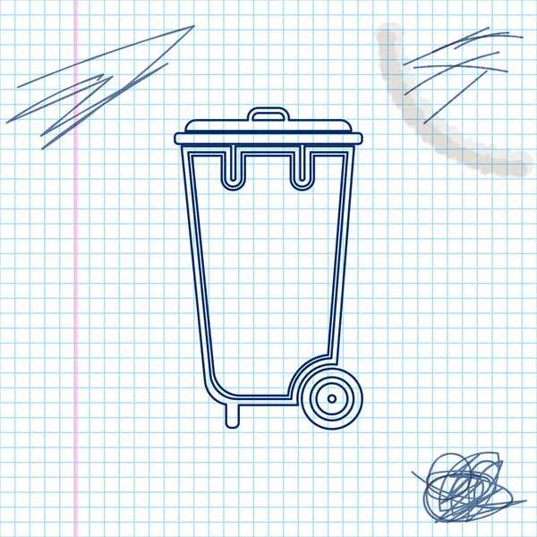 Basura puede línea bosquejo icono aislado sobre fondo blanco. Cartel de basura. Reciclar icono de cesta. Icono de basura de oficina. Ilustración vectorial — Vector de stock