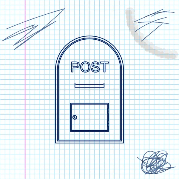 Ícone de caixa de correio. Ícone de esboço de linha de post box isolado no fundo branco. Ilustração vetorial — Vetor de Stock