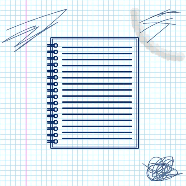 Ícone de esboço de linha de caderno isolado no fundo branco. Ícone do bloco de notas em espiral. Caderno da escola. Escrita. Diário para negócios. Design de capa de caderno. Artigos de papelaria de escritório. Ilustração vetorial — Vetor de Stock