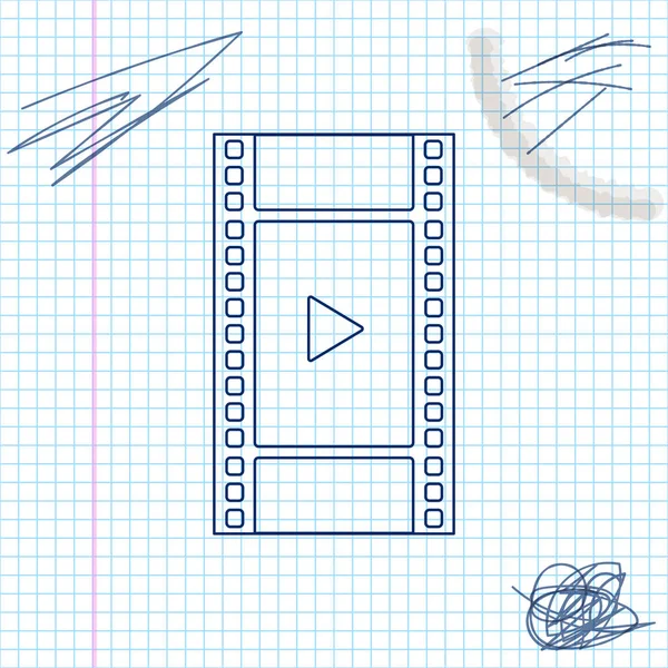 Παίξτε το εικονίδιο σκίτσο γραμμή βίντεο απομονωθεί σε λευκό φόντο. Ταινία με πινακίδα. Απεικόνιση διανυσματικών φορέων — Διανυσματικό Αρχείο