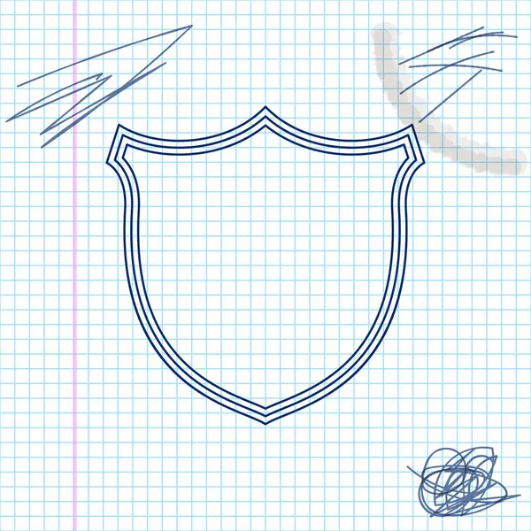 Shield security line sketch icon isolated on white background. Protection, safety, security concept. Firewall access privacy sign. Vector Illustration — Stock Vector