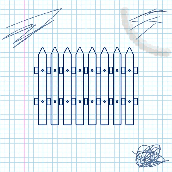 Çit ahşap çizgi çizim simgesi beyaz arka planda izole. Bahçe Çit işareti. Vektör Illustration — Stok Vektör