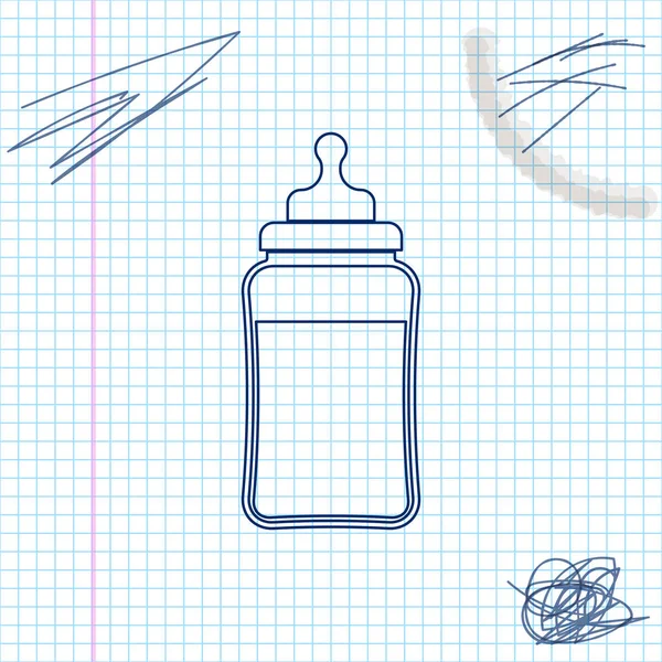 Baby palack line vázlat ikon izolált fehér háttér. Cumisüveg ikonja. Tejjel üveg jele. Vektoros illusztráció — Stock Vector