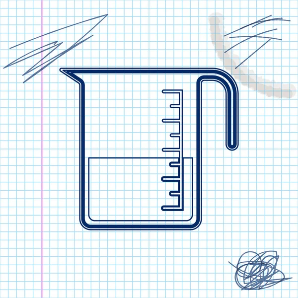 Mérőpohár mérésére száraz és folyékony élelmiszer vonal vázlat ikon elszigetelt fehér alapon. Műanyag mérõpohár fogantyúval. Vektoros illusztráció — Stock Vector