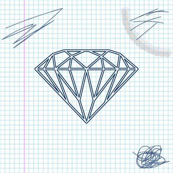 Icona linea di diamante schizzo isolato su sfondo bianco. Simbolo di gioielli. Pietra preziosa. Illustrazione vettoriale — Vettoriale Stock