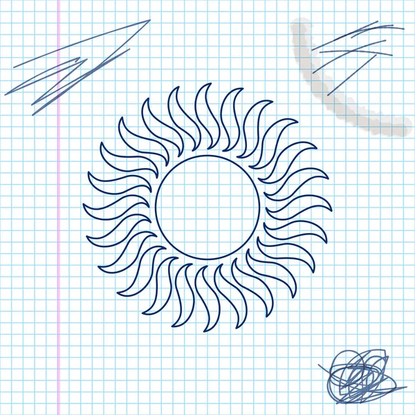Ícone do esboço da linha do sol isolado no fundo branco. Ilustração vetorial — Vetor de Stock