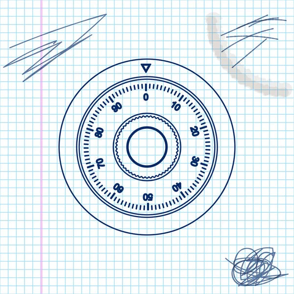 Sicuro combinazione blocco ruota linea icona schizzo isolato su sfondo bianco. Concetto di protezione. Firma password. Illustrazione vettoriale — Vettoriale Stock