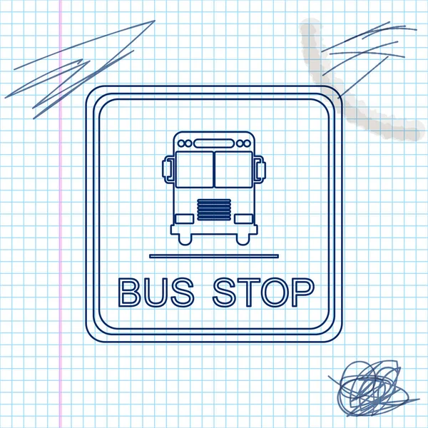 Ikona szkicu linii zatrzymania autobusu na białym tle. Ilustracja wektorowa — Wektor stockowy