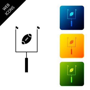 American football with goal post icon isolated on white background. Set icons colorful square buttons. Vector Illustration clipart