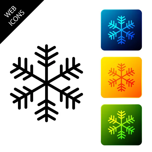 Schneeflockensymbol isoliert auf weißem Hintergrund. setzen Symbole bunte quadratische Tasten. Vektorillustration — Stockvektor