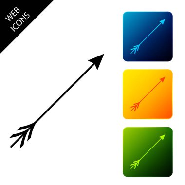 Hipster ok simgesi beyaz arka planda izole. Simgeleri renkli kare düğmeleri ayarlayın. Vektör İllüstrasyonu