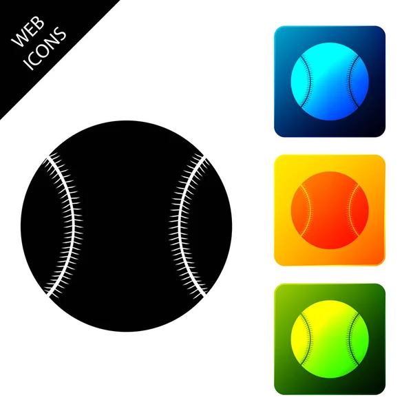 Baseballsymbol isoliert auf weißem Hintergrund. setzen Symbole bunte quadratische Tasten. Vektorillustration — Stockvektor