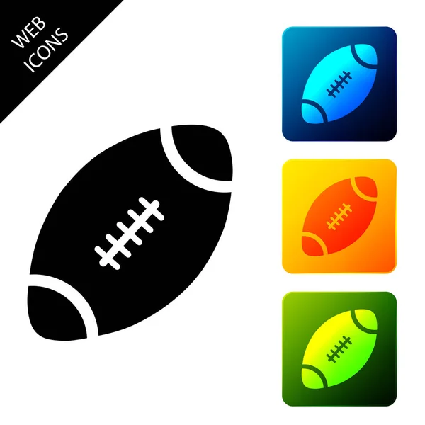 Icono de pelota de fútbol americano aislado sobre fondo blanco. Establecer iconos coloridos botones cuadrados. Ilustración vectorial — Vector de stock