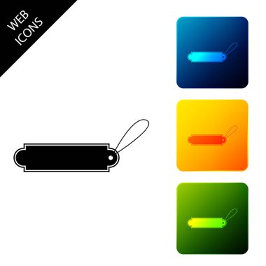 Boş etiket şablonu fiyat etiketi simgesi yalıtılmış. Boş alışveriş indirimleri etiketi. Şablon indirim başlığı. Simgeleri renkli kare düğmeleri ayarlayın. Vektör İllüstrasyonu