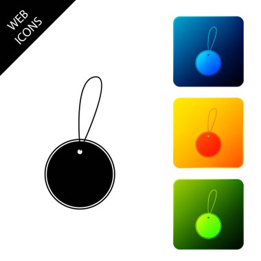 Boş etiket şablonu fiyat etiketi simgesi yalıtılmış. Boş alışveriş indirimleri etiketi. Şablon indirim başlığı. Simgeleri renkli kare düğmeleri ayarlayın. Vektör İllüstrasyonu