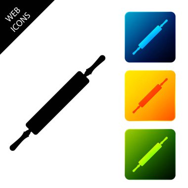 Oklava simgesi yalıtılmış. Simgeleri renkli kare düğmeleri ayarlayın. Vektör İllüstrasyonu