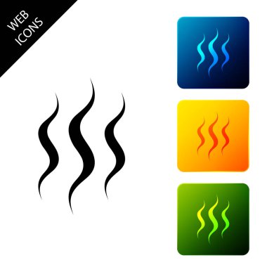 Buhar simgesi izole. Simgeleri renkli kare düğmeleri ayarlayın. Vektör İllüstrasyonu