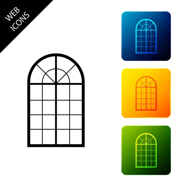 Gewölbtes Fenstersymbol isoliert. setzen Symbole bunte quadratische Tasten. Vektorillustration — Stockvektor