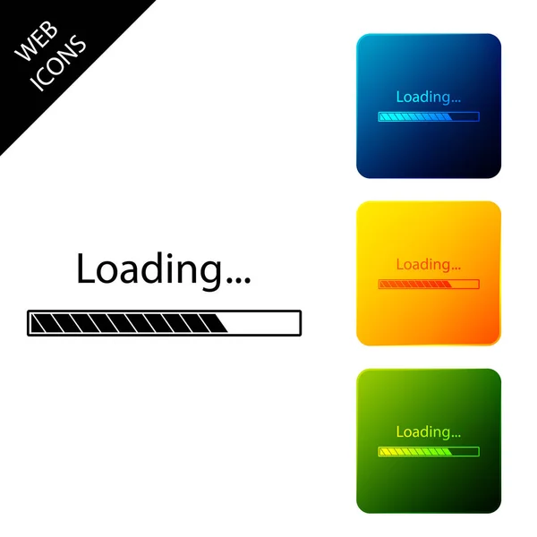 Loading icon isolated. Progress bar icon. Set icons colorful square buttons. Vector Illustration — Stock Vector